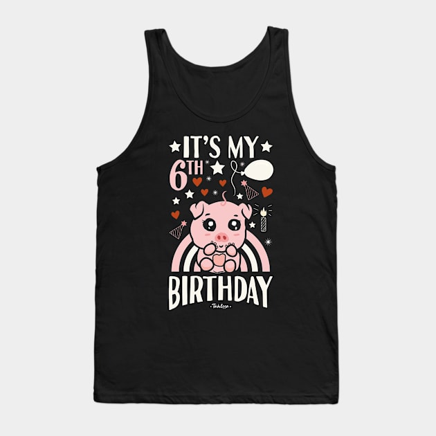 It's My 6th Birthday Pig Tank Top by Tesszero